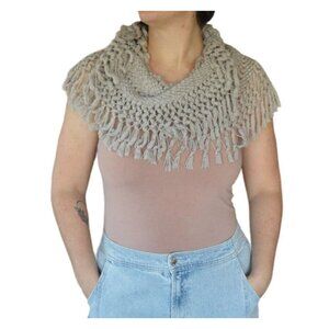 American Eagle Infinity Fringe Scarf Beige Women One Size Boho Fall Y2k Casual